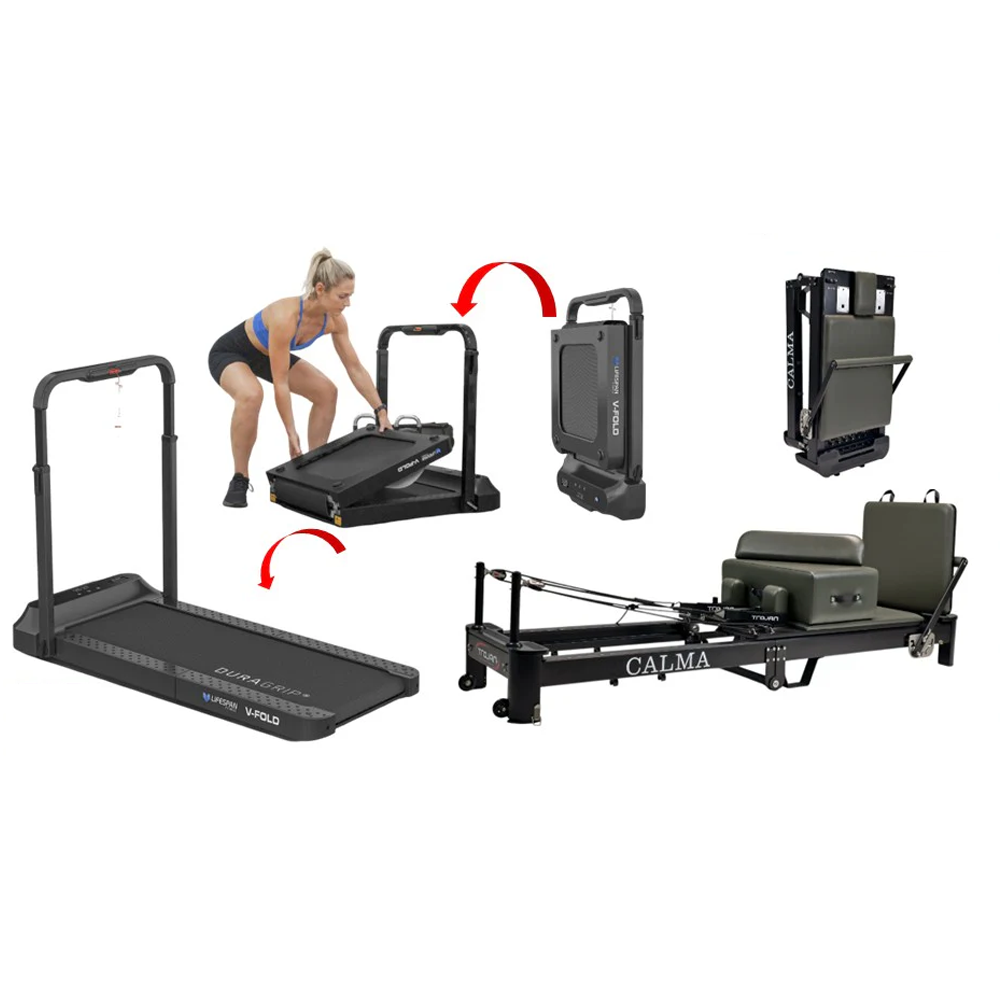 Trojan Folding Aluminium " Calma " Reformer Bundle "V" Fold Treadmill Pak